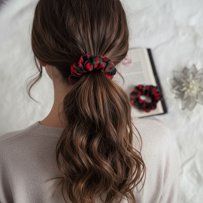 Holiday scrunchie in ponytail